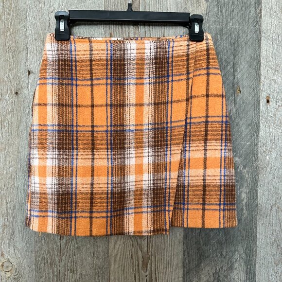 Preppy Orange Plaid Skirt XS - Picture 4 of 7